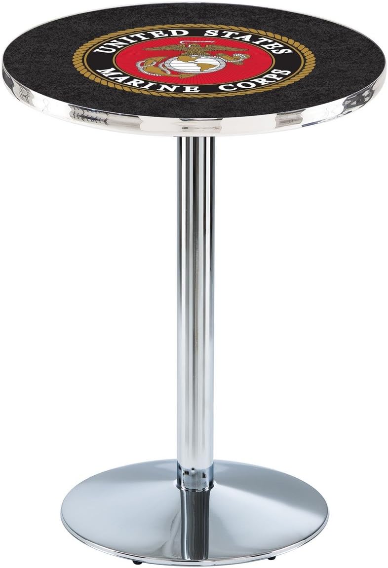 HBS L214-42" Chrome U.S. Marines Pub Table by Holland Bar Stool Co.