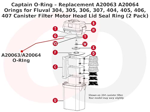 Miniatura 2 de Captain O-Ring Repuesto A20063 A20064 Orings para Fluval 304, 305, 306, 307, 404, 405, 406, 407 Anillo de sello de tapa de motor de filtro de