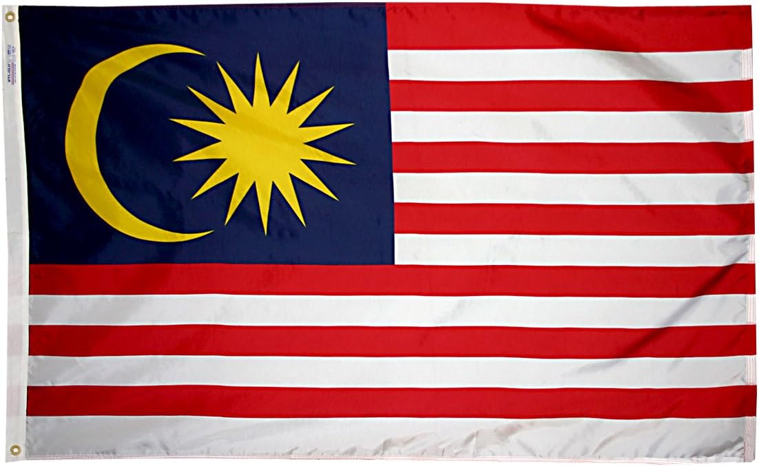 Annin Flagmakers Malaysia Flag USA-Made to Official United Nations Design Specifications, 2 x 3 Feet (Model 195280)
