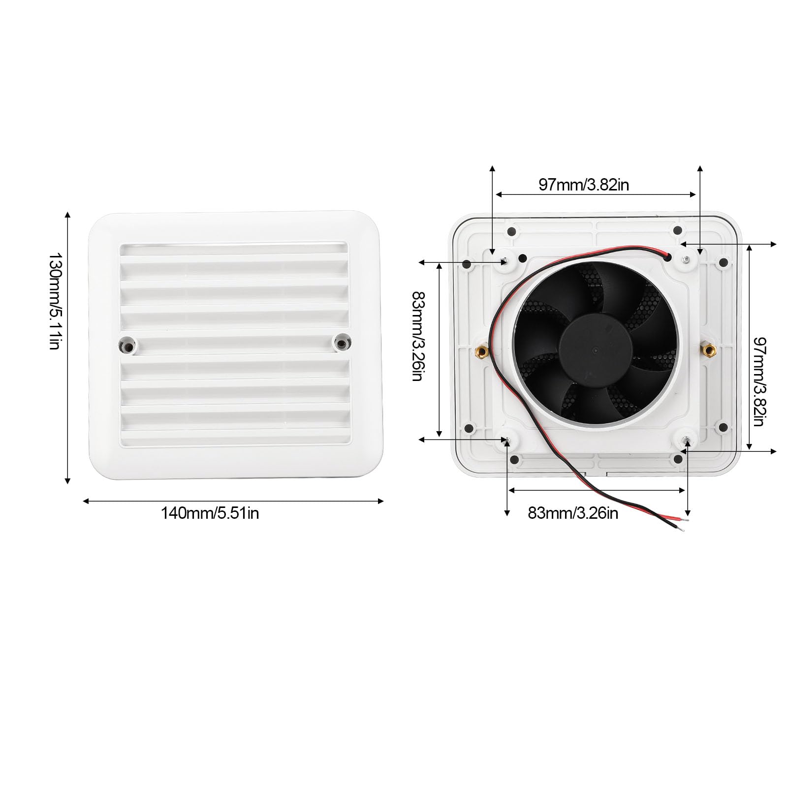 Ventilateur D'extraction D'air pour Camping-car, 97 X 97 Mm, 12 V, 1,2 W, pour Cuisine, Salle de Bain, Camping-car, Yacht, Salle de Bain