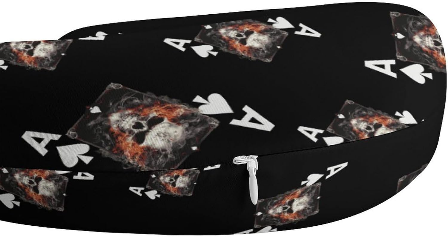 Skull A Spades Poker Funny Travel Pillow U Shaped Memory Foam Neck Pillows Portable for Flight Car Home Office