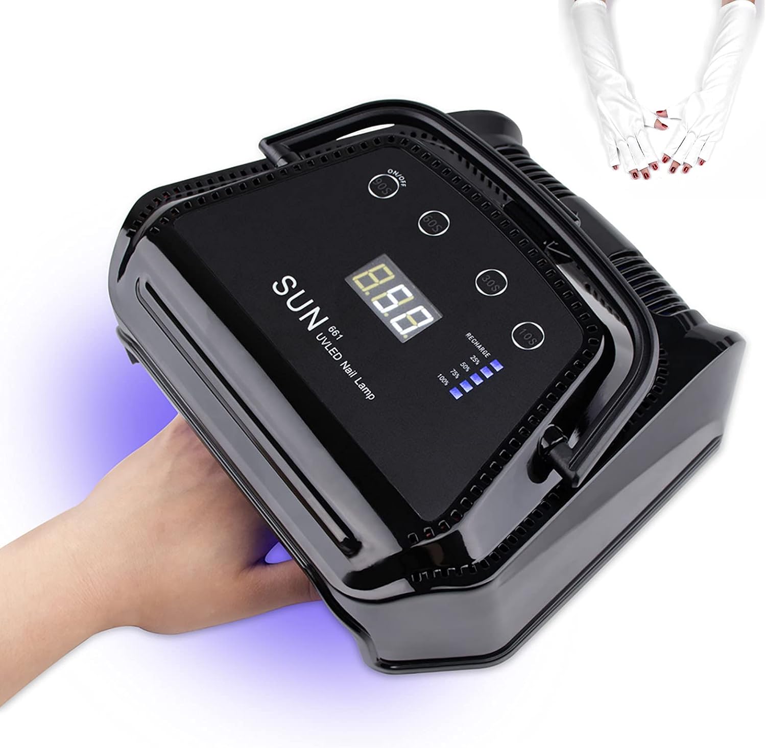 Portable Cordless UV LED Lamp 72W Rechargeable Nail Dryer Light Machine Lamp for Pro Manicure Drying Polish with Anti-UV Gloves