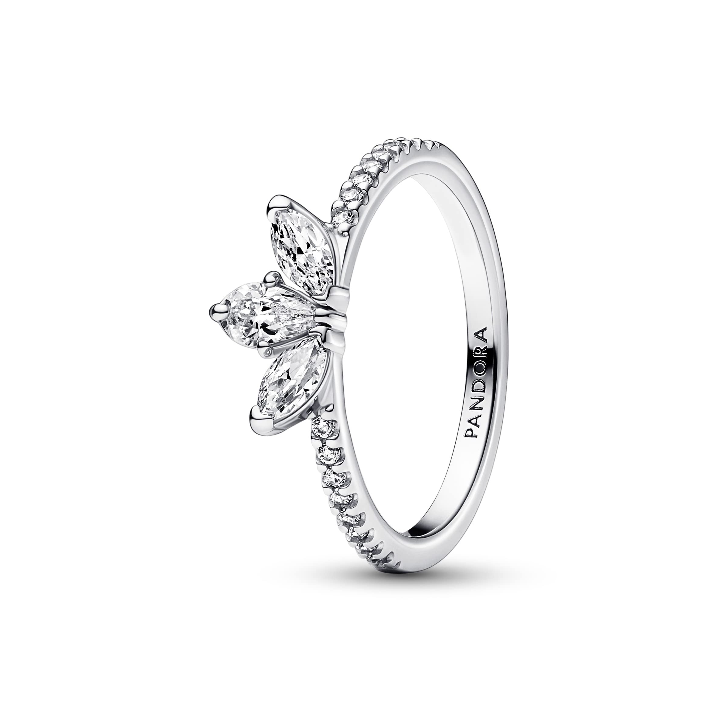 Pandora Timeless Herbarium sterling silver cluster ring with clear cubic zirconia, 58