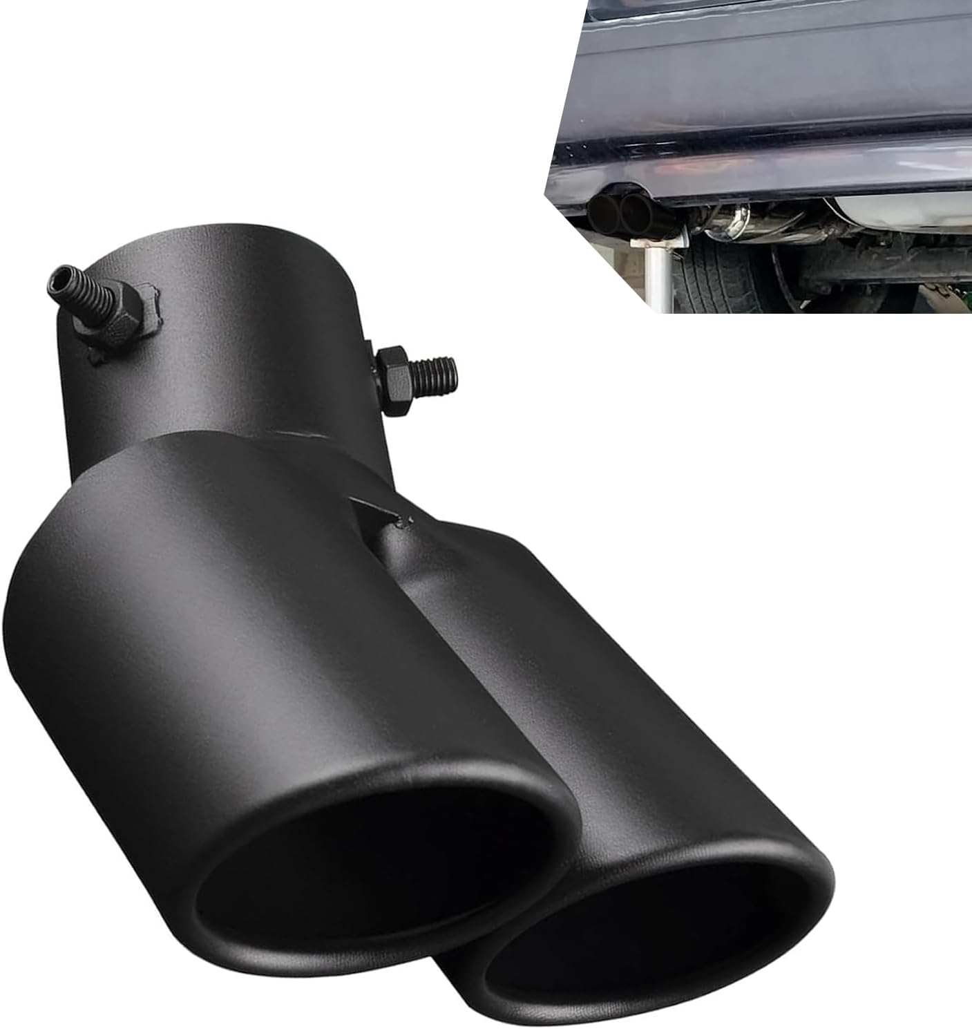 Dual Exhaust Tips, Double Outlet Bending Muffler Exhaust, Stainless Steel Tail Pipe Muffler Tip, Universal Car Exhaust Pipe Modification Accessories (Black)