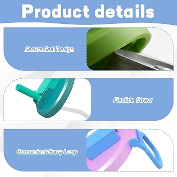 4Pcs Soda Can Lids with Straws, Spill Prevention for Outdoor Activities, Maintains Carbonation, Set Includes Four Colour Combinations