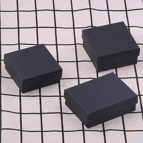 Miniatura 6 de EXCEART Cajas de regalo negras, 144 unidades, collar de estraza negra, aretes, caja de cartón para joyería, caja de regalo de cartón, caja de regalo