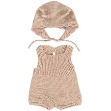 Miniland Clothes for Dolls 15 Knitted Outfit Rompers & Bonnet - ECO, Made in Spain, Quality, Role Play, Educational