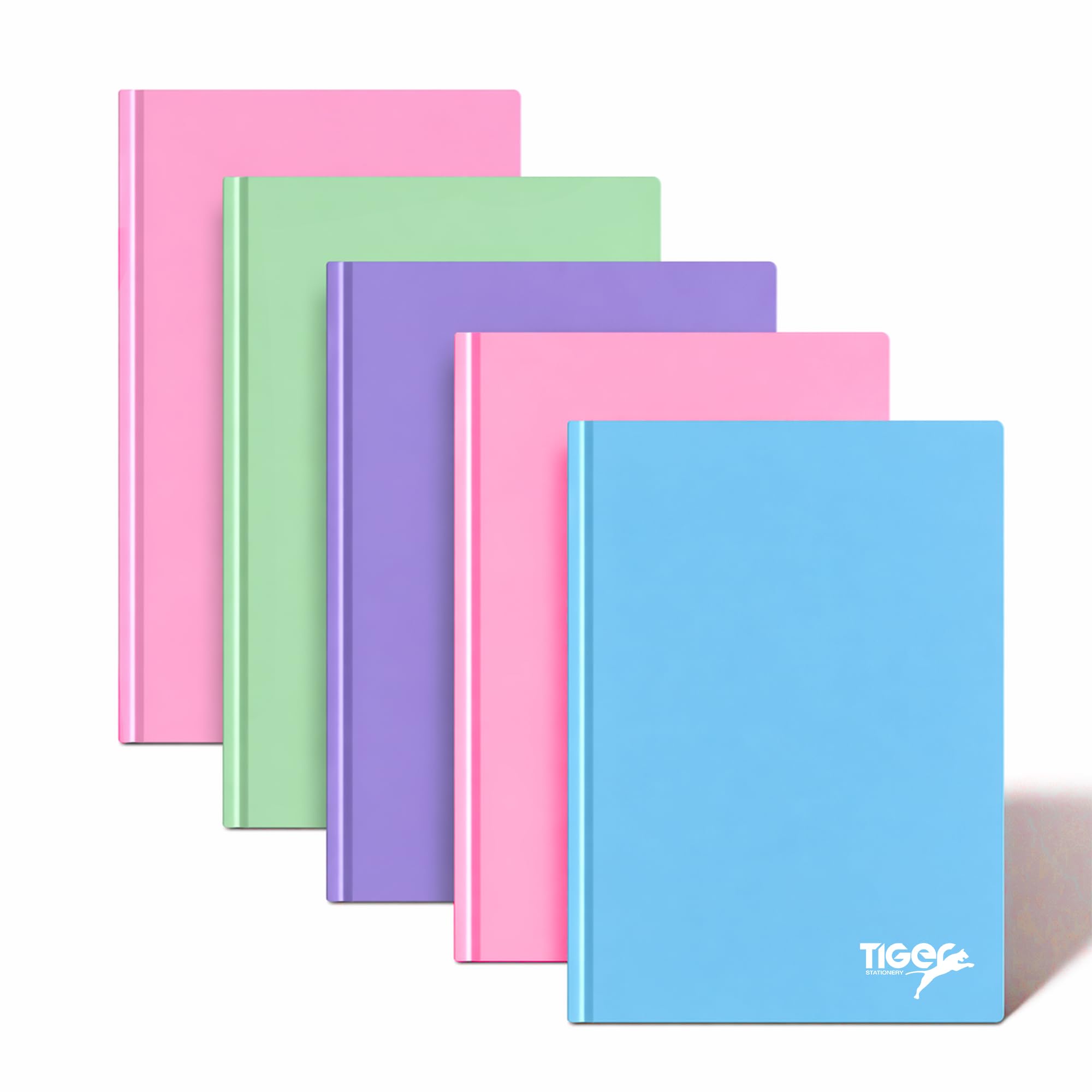 Lotus Pastel Notebook A4/A5/A6, Pack of 5 Notebooks, 144 Pages Each, 70 GSM Writing Paper, School, Office, Study & Note Taking, Light Blue, Light Pink, Purple, Green
