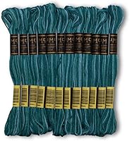 Vista 30 de Paquete de 12 Hilos de Bordado Premium 100% Algodón Egipcio Premium en Madejas Hilo de Bordado de Punto de Cruz Algodón Trenzado Certificado