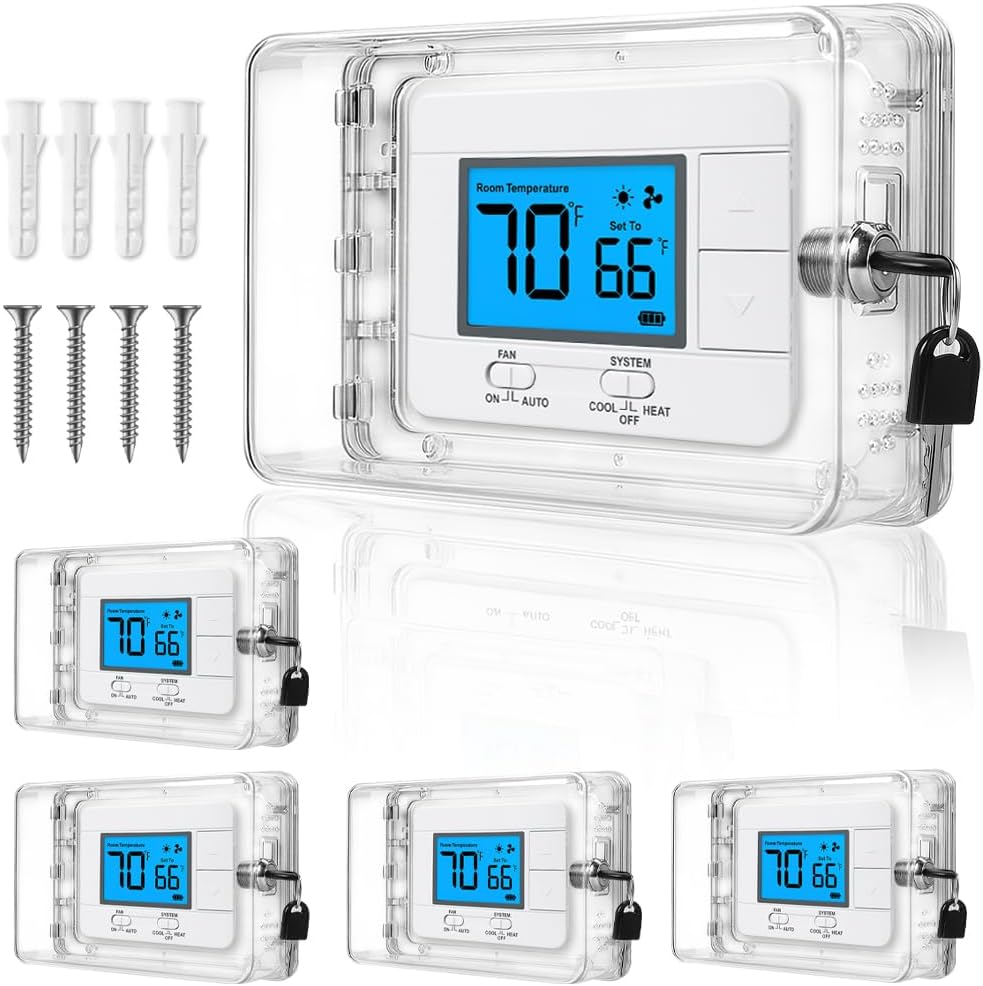 5 Pack Thermostat Lock Box with Key, Fits Thermostats 7.1" × 4.5" or Smaller, Universal Large Thermostat Cover for Thermostats & Sprinkler Controllers, Sprinkler Controller Guard