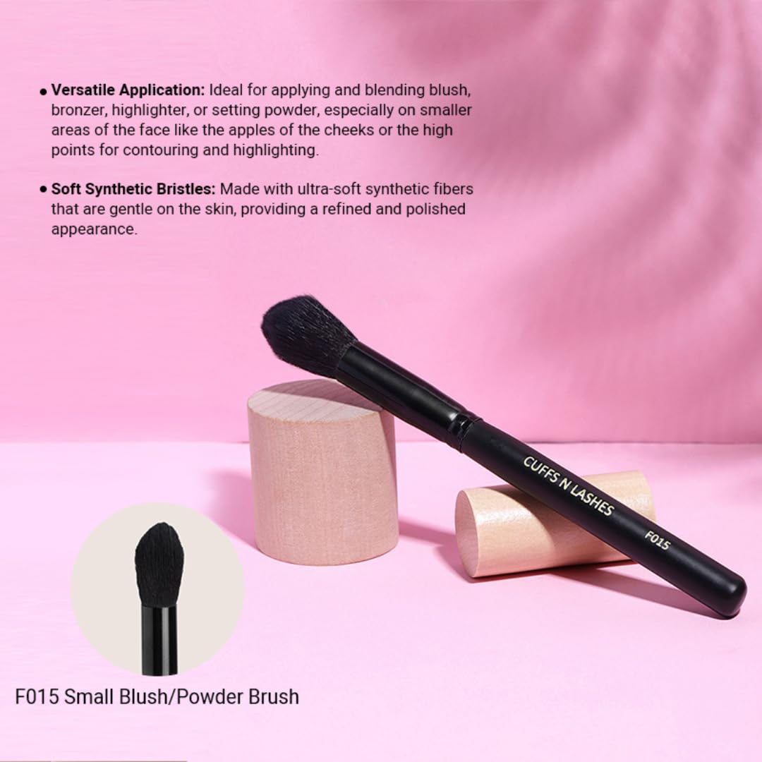 Cuffs N Lashes F015 Small Blush &Powder Brush | Professional Makeup Brush with Soft Bristles | Handmade in India | Cruelty-Free | Perfect for Blush and Loose Powder Application - Image 2 thumbnail