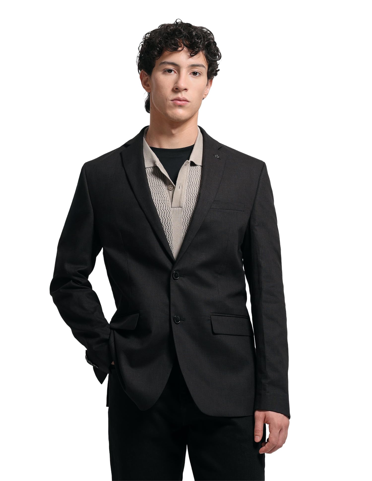 arrow Solid Tailored Fit Linen Blazer-picture-40