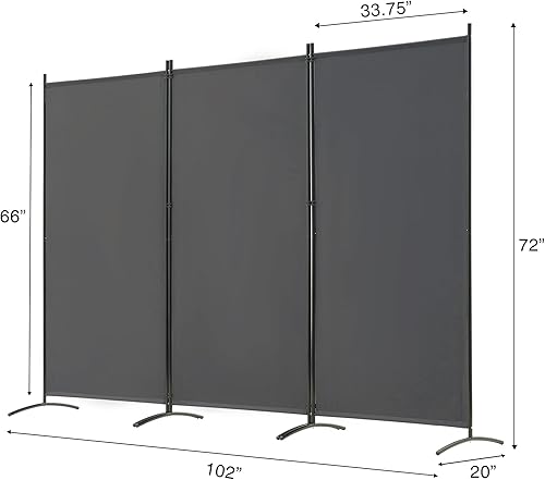 Miniatura 5 de Spurgehom Divisor de habitación plegable de 3 paneles, pantallas de privacidad, panel de tela independiente, divisores de pared portátiles para