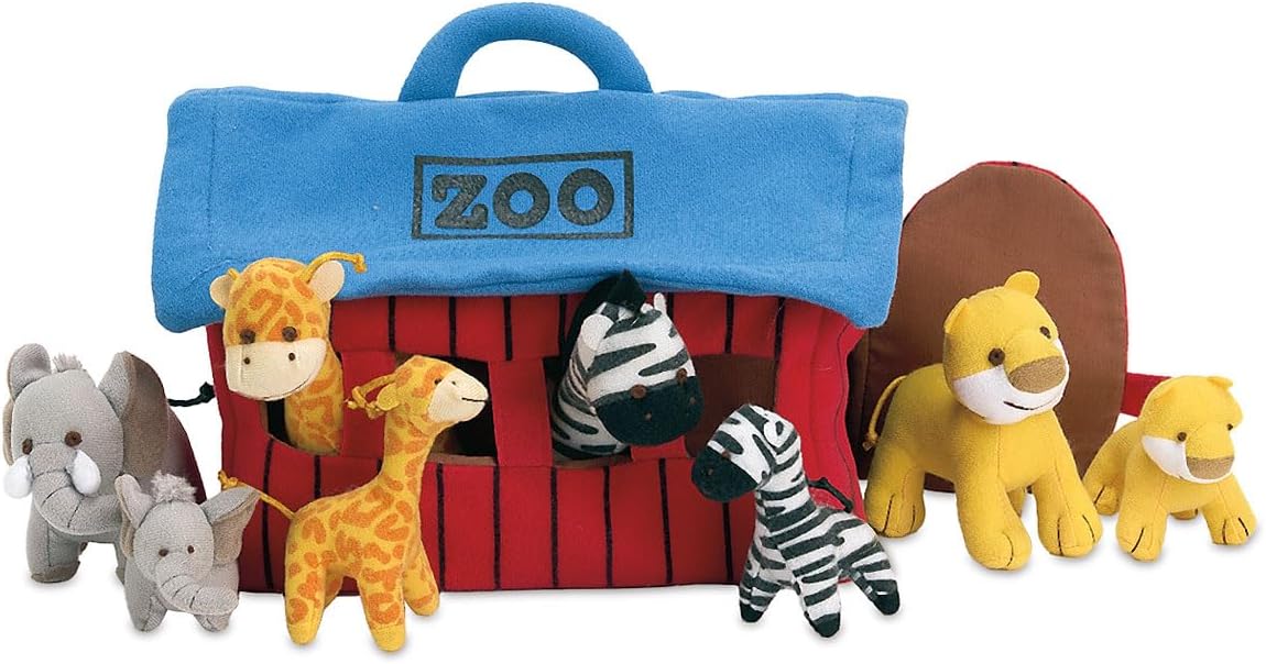 Lillian Vernon Personalized Plush Zoo Animals Play Set -11" x 8 x 7 1/2", Super Soft Poly-Cotton Set, Easter Basket Gift, Kids Personalized Gift