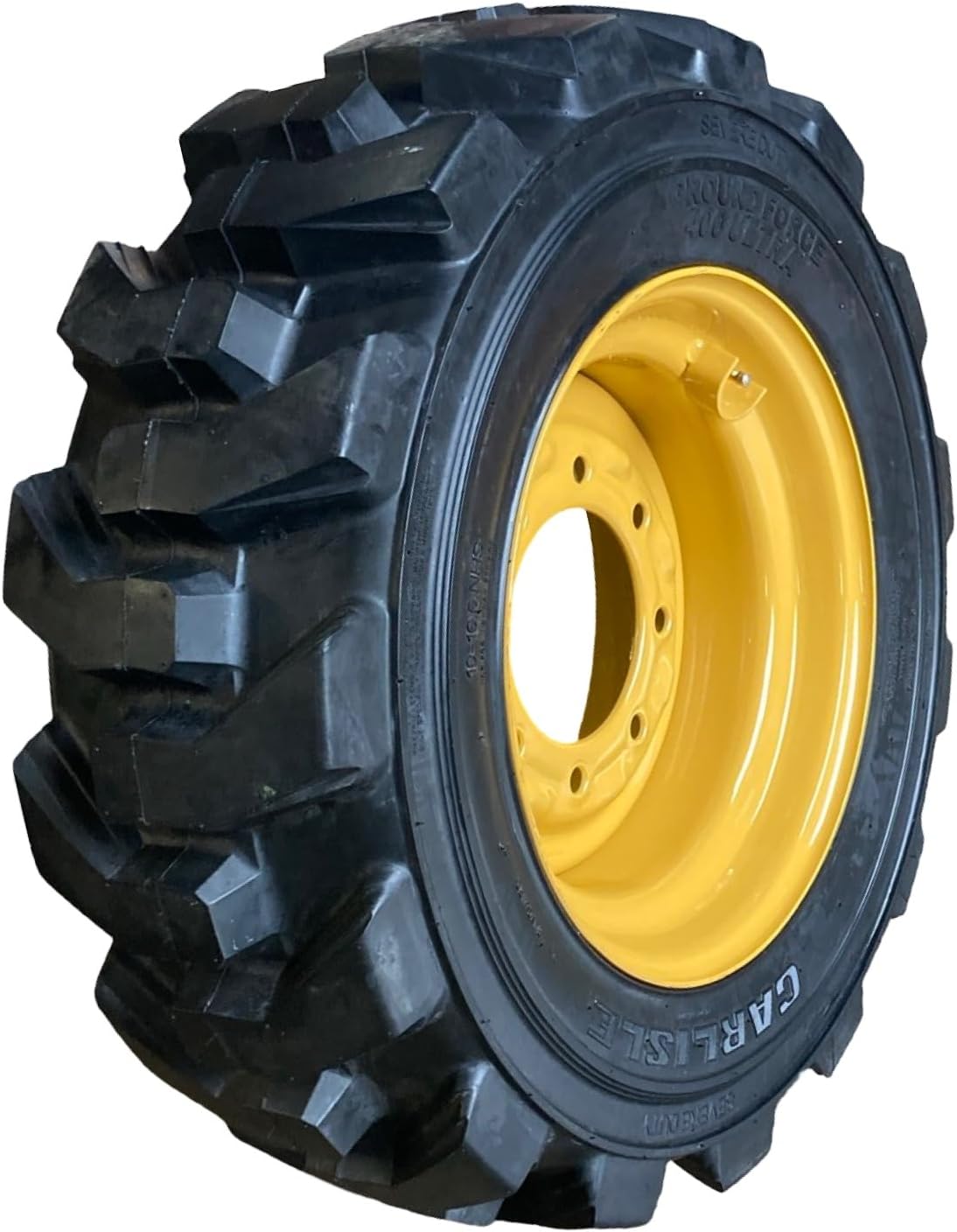 (1) CARLSTAR HD 12-16.5 GRD FRC 400 Ultra (Ultra Guard) Skid Steer Tire on Wheel (8 lug) Wheel/Rim for Gehl, Mustang, John Deere & more -12PLY -12X16.5 (Left Side Mount)