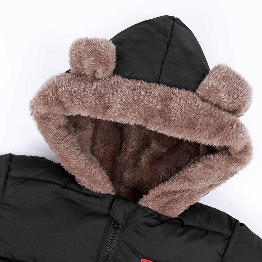Baby Winter Fleece Coat Kids Boys Jacket Outwear Girls Padded Clothes Black 2-3 Years