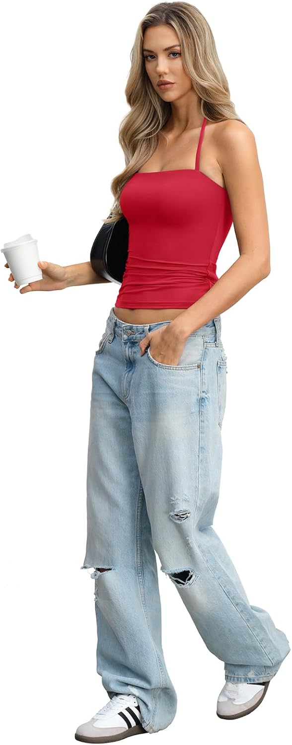 Womens Padded Halter Tank Top Double Lined Backless Tops Y2k Going Out Slim Fit Shirts Sexy Summer Outfits 2026 - Image 6