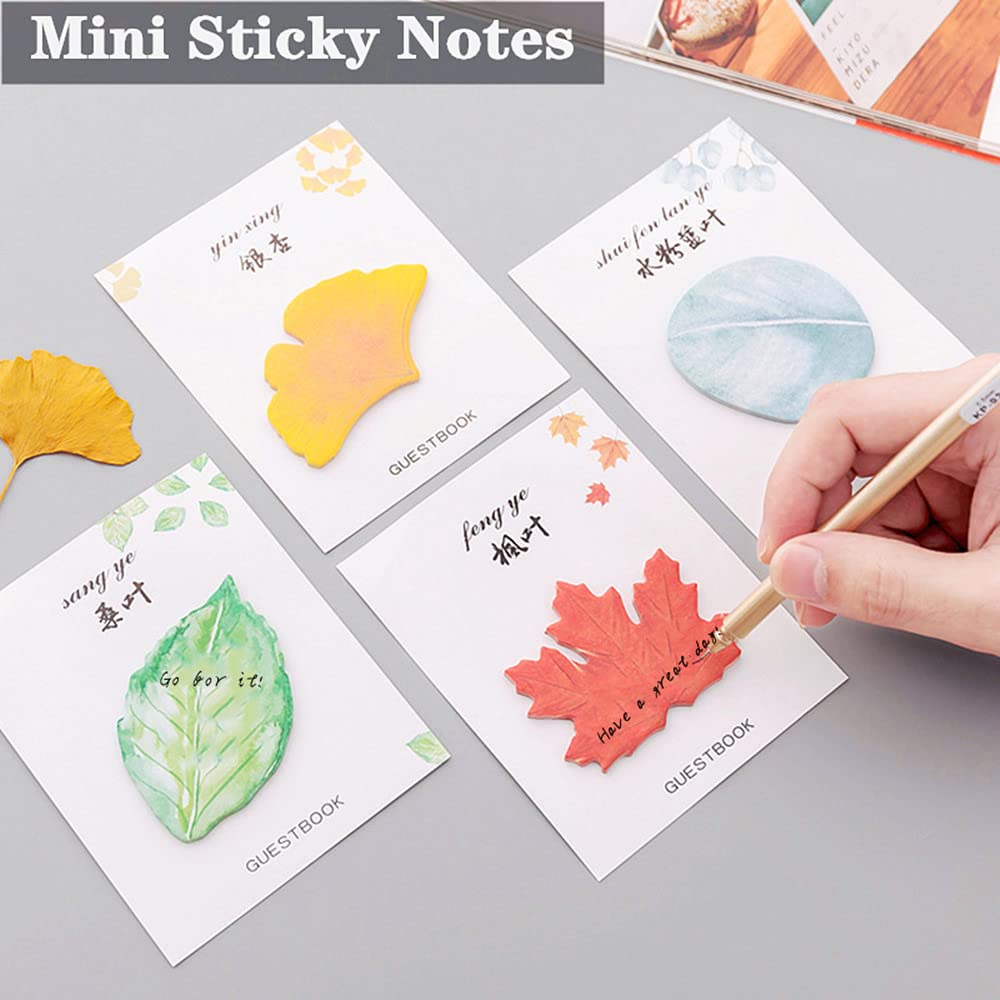 8 Packs/240 Sheets Leaf-Shaped Sticky Notes Novelty Self Stick Post Cute Mini Sticky Note Pad Colorful Post Memo for School Office Memo Pupils Kids Gifts - Image 2