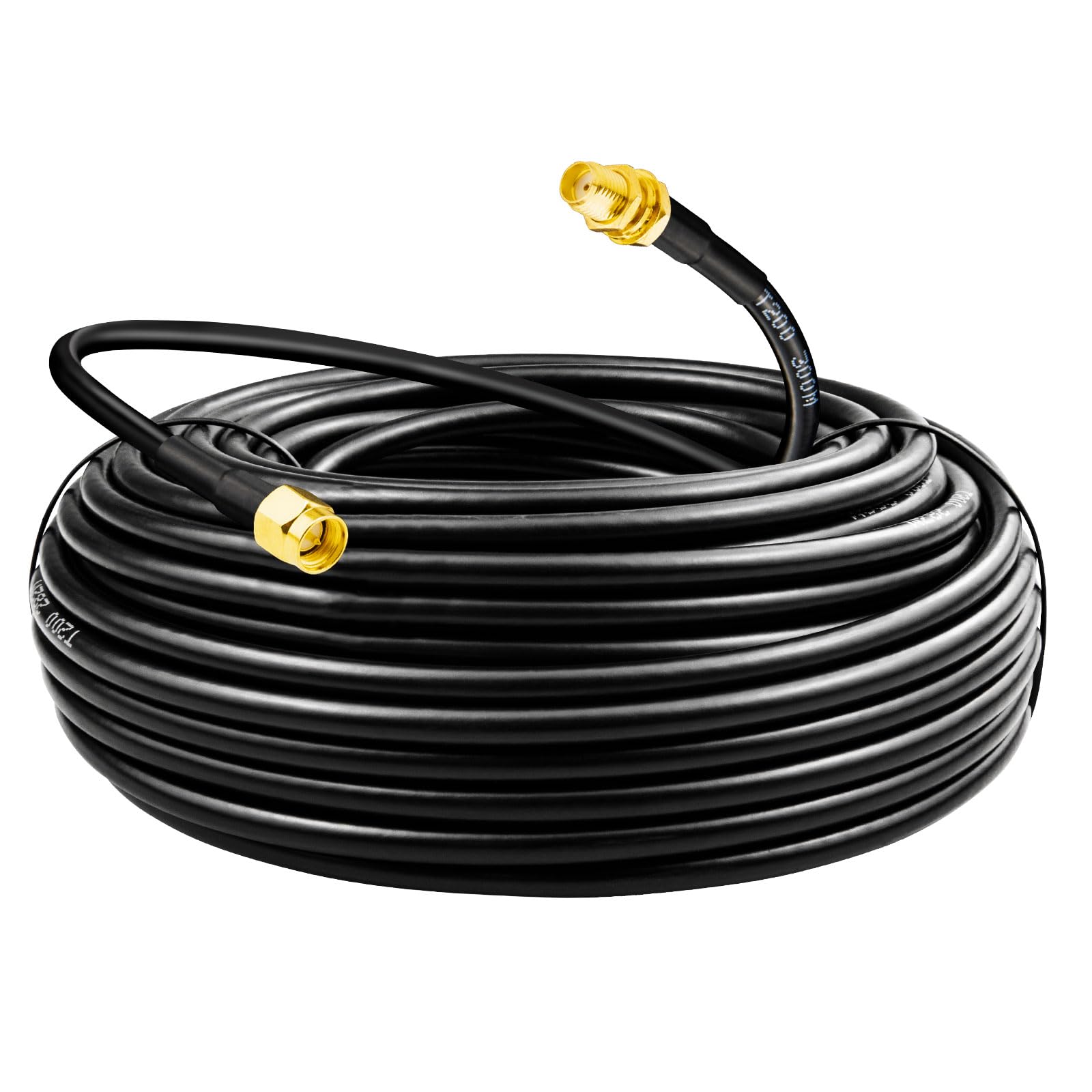 Câble d'antenne SMA équivalent LMR200 - 15 m - Mâle vers femelle - 50 ohms - Faible perte - Câble coaxial RF pour antenne extérieure, routeur 5G LTE, répéteur Wi-Fi