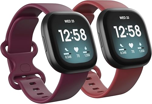 Miniatura 9 de Paquete de 2 bandas impermeables compatibles con Fitbit Versa 3Fitbit Versa 4Fitbit SenseSense 2, pulseras deportivas clásicas de repuesto suaves