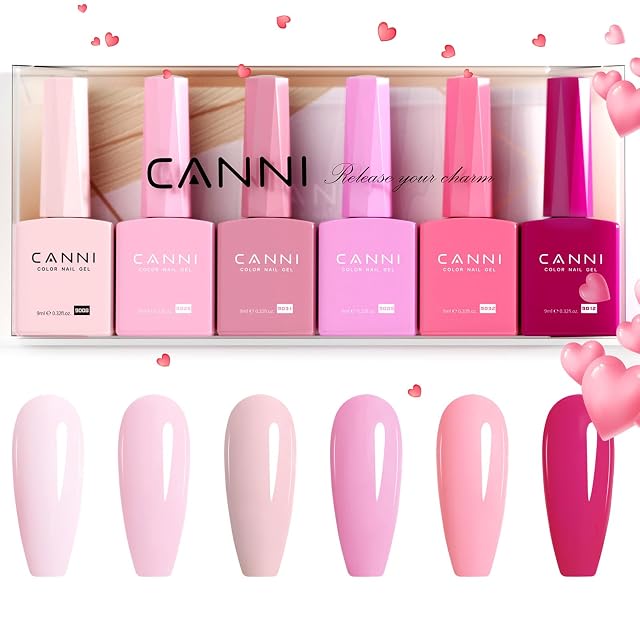 CANNI 9ml Hema-Free Gel Nail Polish Set- 6Pcs Light Pink Nail Gel Manicure Kit Soak Off LED Polish