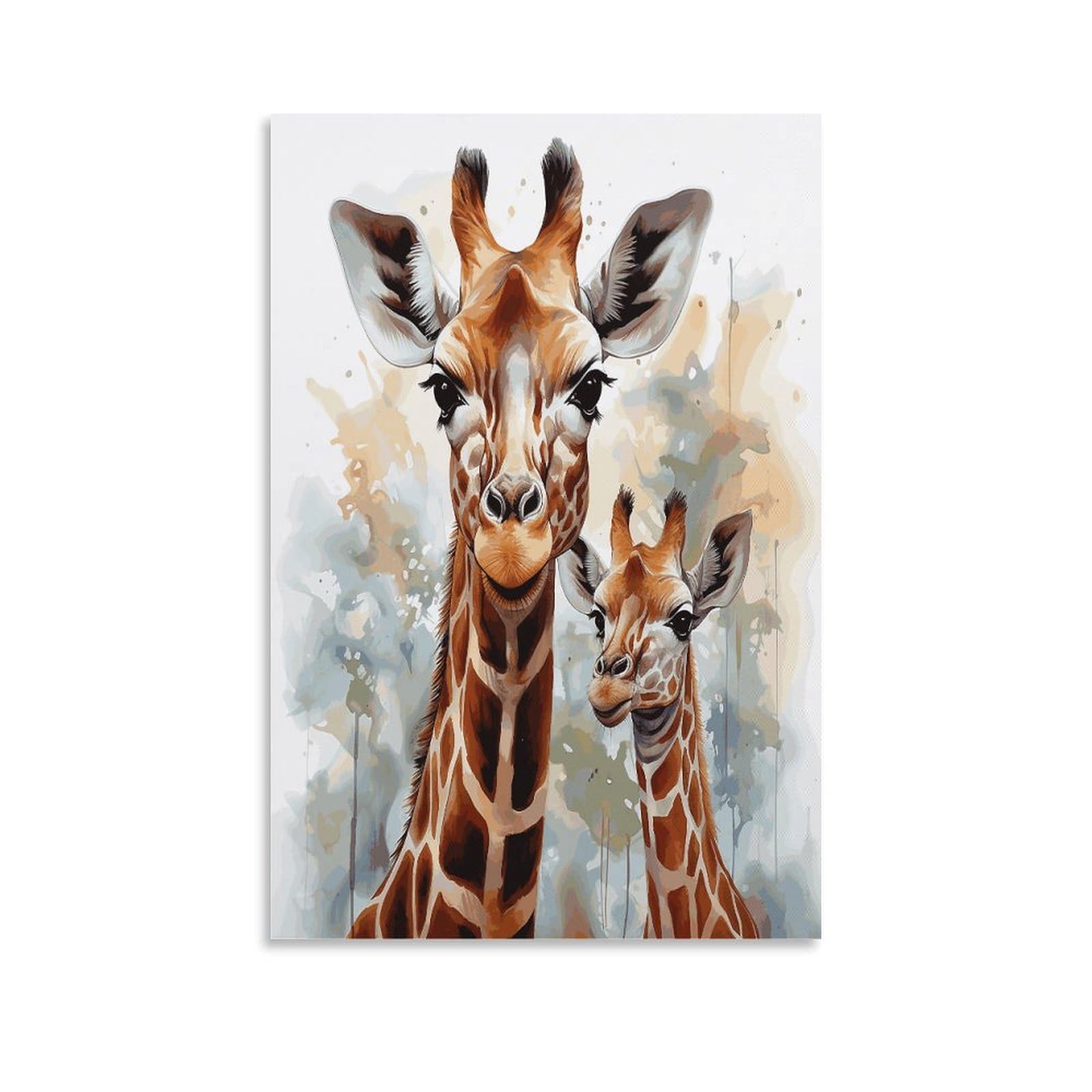 LDGSUPH Watercolor Deer Giraffe Canvas Wall Art Prints Hangable Decor Painting for Wall Prints Painting Artwork Modern Decorative Artwork Ready to Hang Wall Pictures for Home Decor 08x12inch(20x30cm)