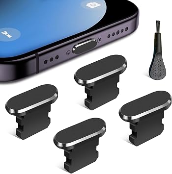 Limvory Anti Dust Plug - 4 Pack Charging Port Protector Cap with Cleaning Brush for iPhone 14 Pro Max, 13, 12, 11, AirPods, iPad & All Lightning Port Devices