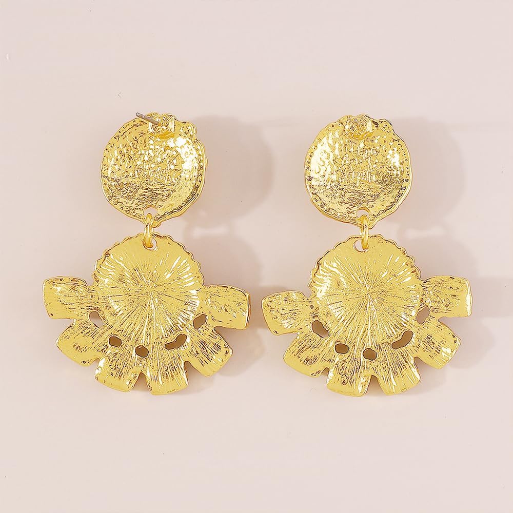 Bohemian Circle Turquoise Dangle Drop Earrings Vintage Gold Plated Round Geometry Blue Birthstone Ball Statement Dangling Studs Hypoallergenic Evening Party Jewelry - Image 6