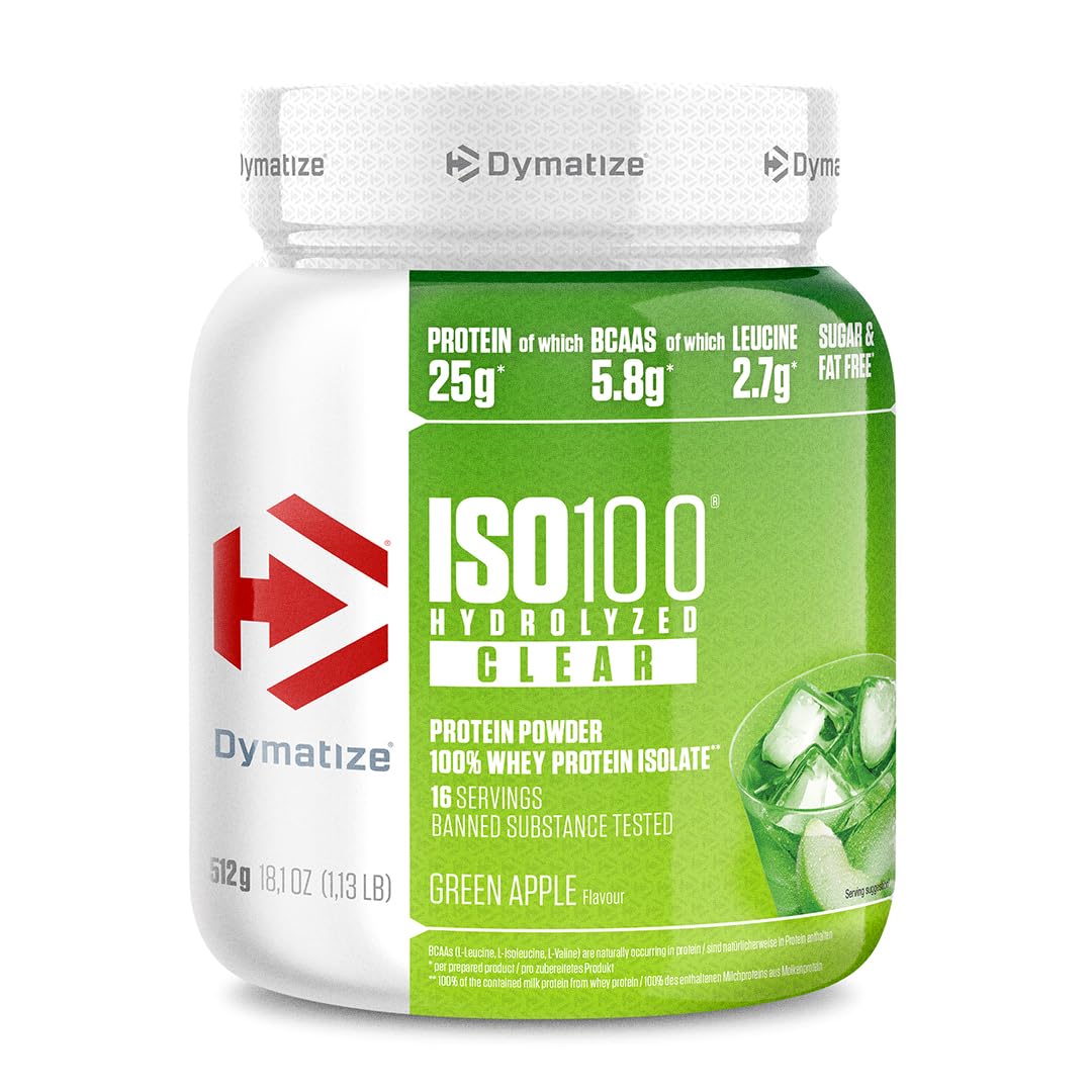 Dymatize ISO 100 Hydrolized Clear Green Apple 512g Whey Protein Powder
