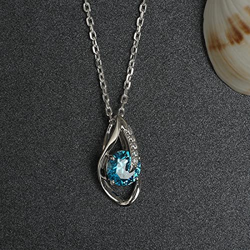 Image of Clara 925 Sterling Silver Sky Blue Eye Pendant Earring Chain Bracelet Ring Jewellery Set| Rhodium Plated, Swiss Zirconia | Gift for Women & Girls
