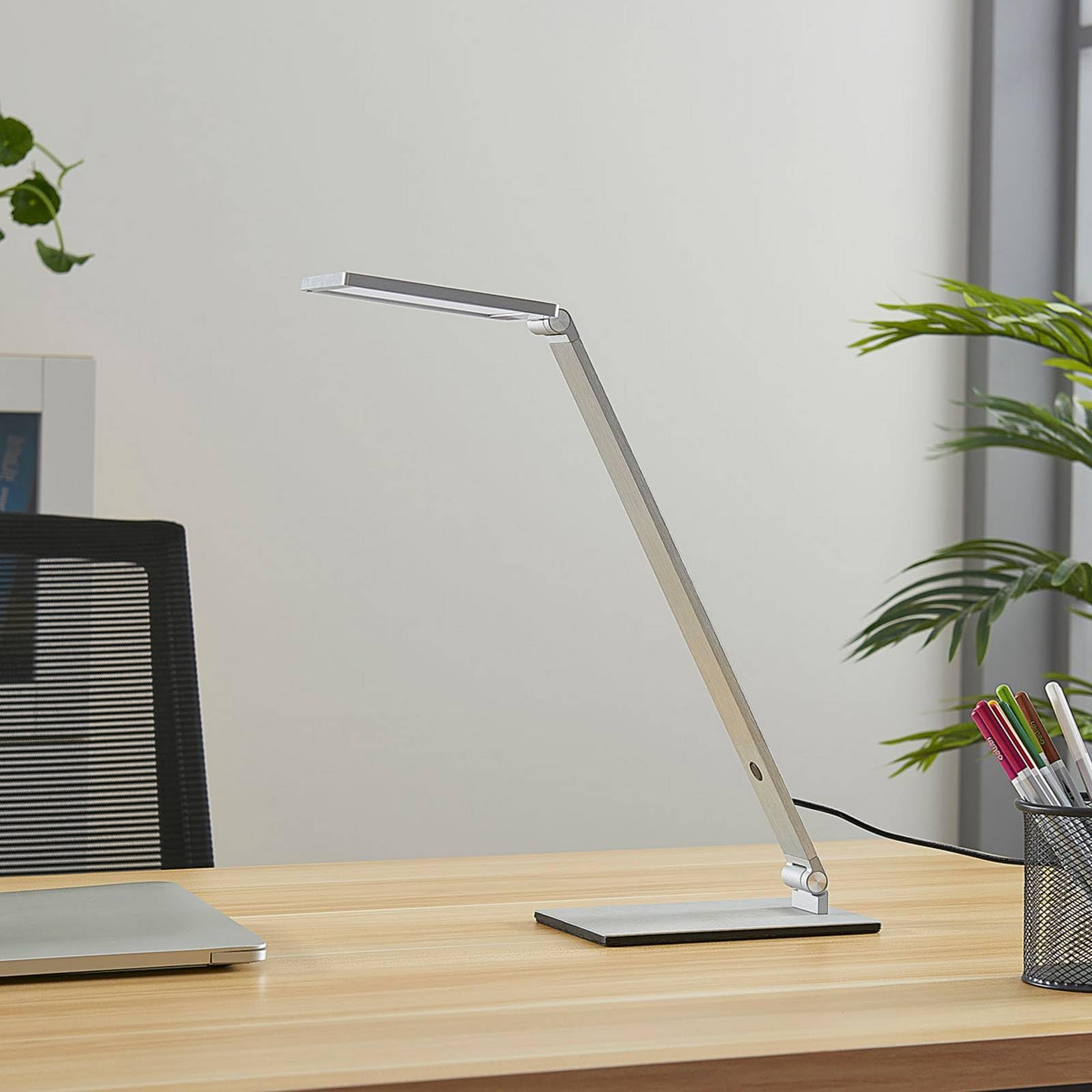 Lucande Lampada da tavolo LED dimmerabile (Moderno) colore Grigio, in Alluminio ad es. Studio & Ufficio lampadina inclusa lampada scrivania a