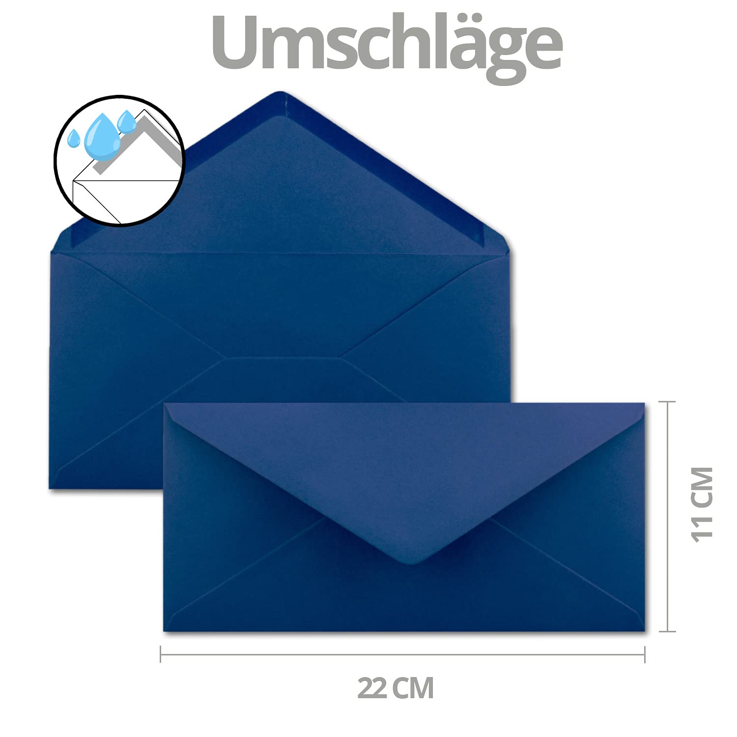 Juego de 200 tarjetas de Navidad DIN largo en color blanco con figuras de Navidad y texto – Tarjetas plegables con sobres DIN largo azul oscuro con adhesivo húmedo – saludos de Navidad para empresas