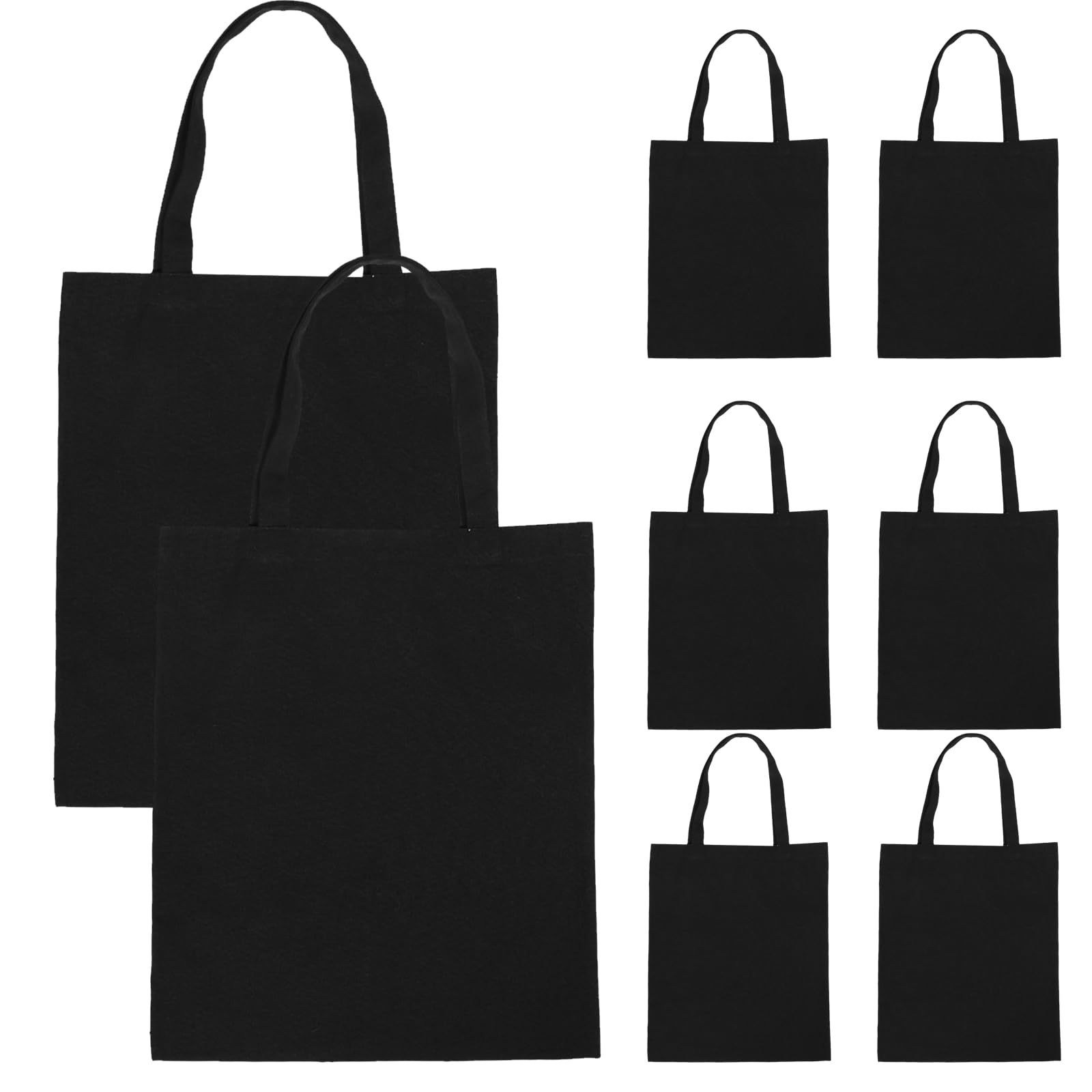 LABRIMP 8pezzi Borse Tote in Tela Nera Riutilizzabili Borse della Spesa in Stoffa Vuote per Stampa Sublimazione e Decorazioni Fai da Te