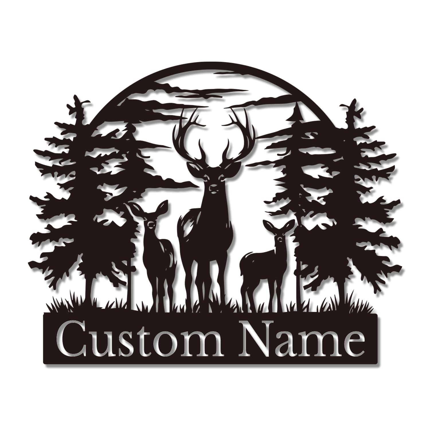 Personalized Custom Deer Metal Wall Art, Deer Name Sign Decoration, Deer Metal Signs Plaques, Personalized Outdoor Deer Sign, Hunting Gifts, Nature Wall Art for Wildlife Lovers (Deer A)