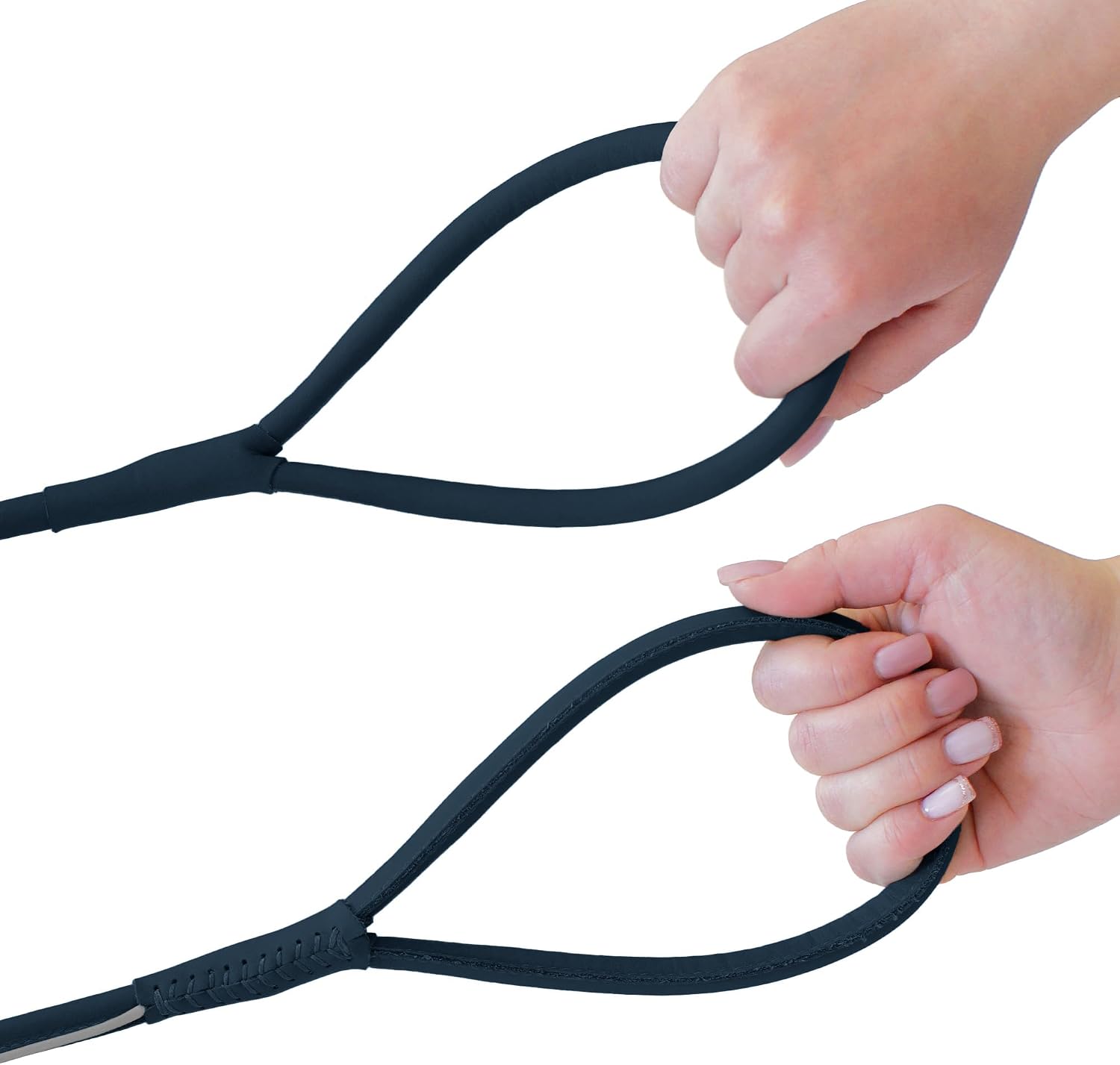 OOPSDOGGY Reflective Rolled Leather Dog Leash 6ft - Soft Training Lead for Small Medium Large Dogs Puppy - Heavy Duty Rope Puppies Leashes for Outdoor Walking Running (Blue, Small)