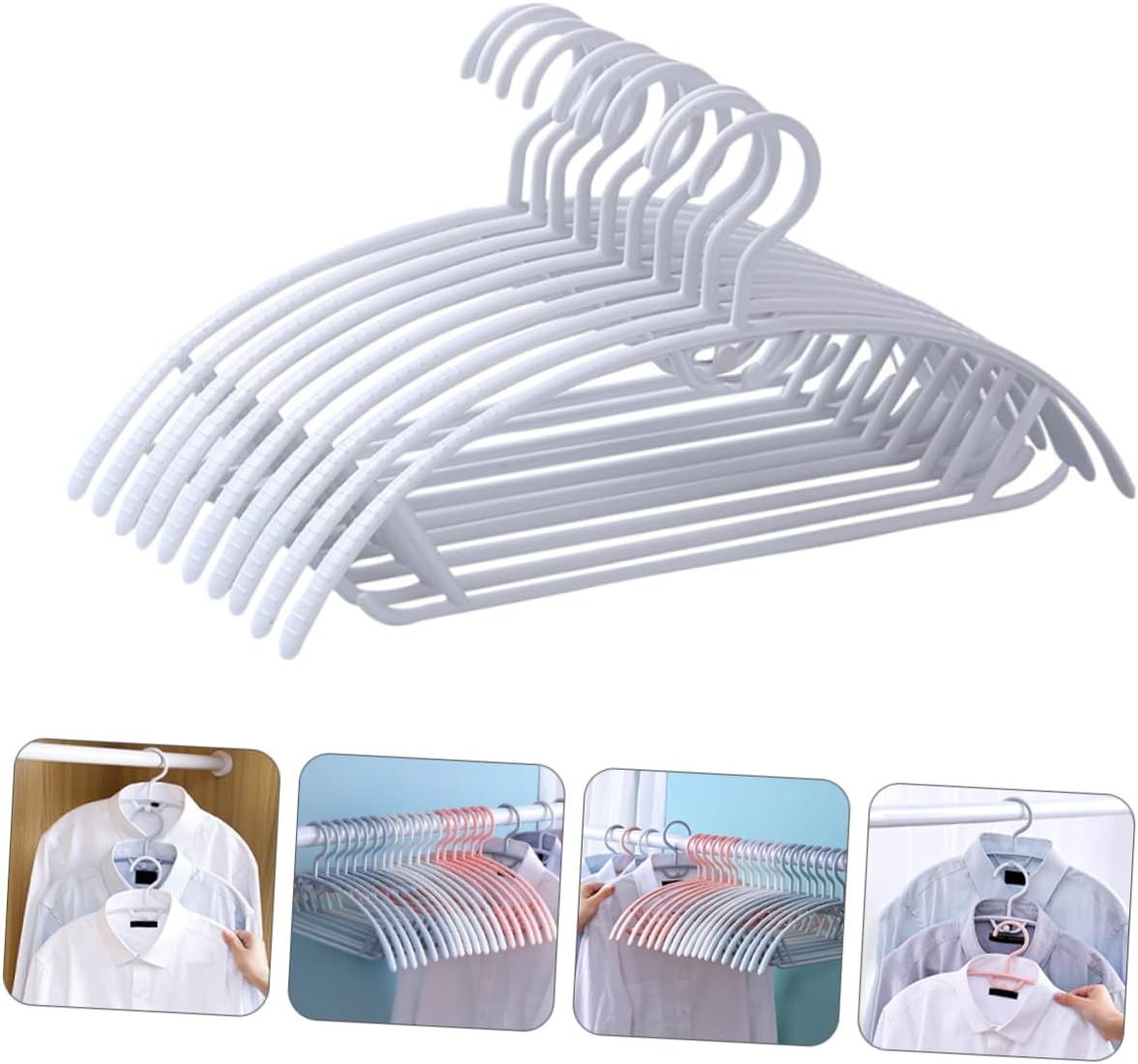 CHILDWEET 10 Pcs Non Slip Wide Shoulder Hangers for Closet Organization Coat Hooks for Heavy Garments for Bedrooms and Laundry Rooms