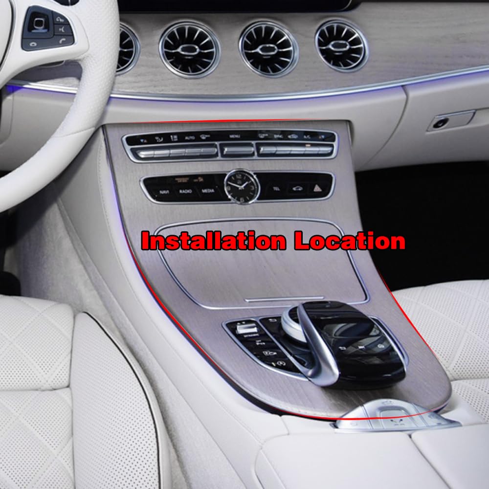 Matt-Silber Auto Mittelkonsole Getränkehalter Getriebe Panel Rahmen Abdeckung Verkleidung für Mercedes Benz E-Klasse W213 2016 2017 2018 mit Uhr Modell
