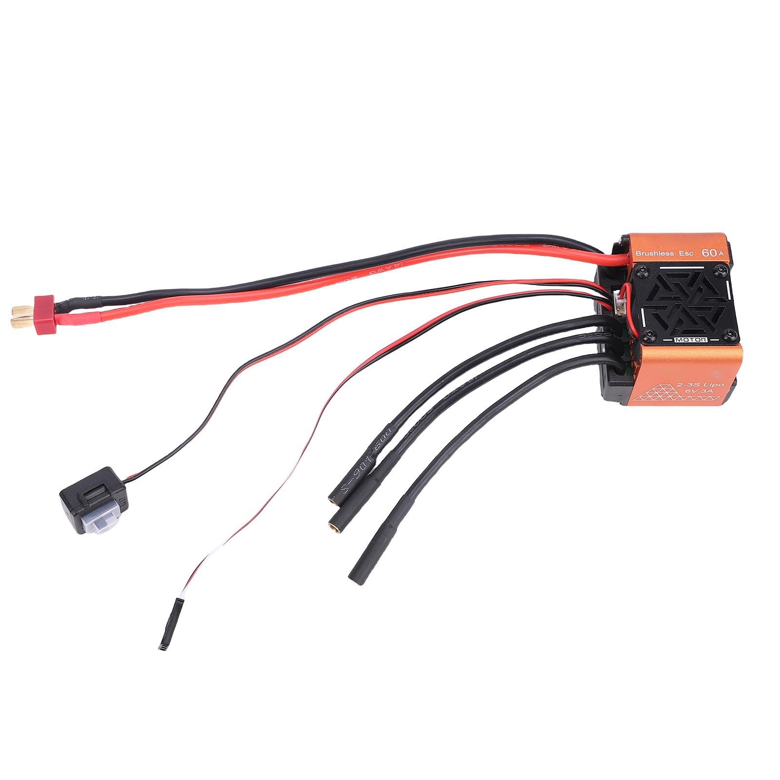 Controlador de Velocidad Eléctrico de Alto Rendimiento ESC 60A sin Escobillas para Vehículos Todoterreno RC 1/10 1/12 Naranja