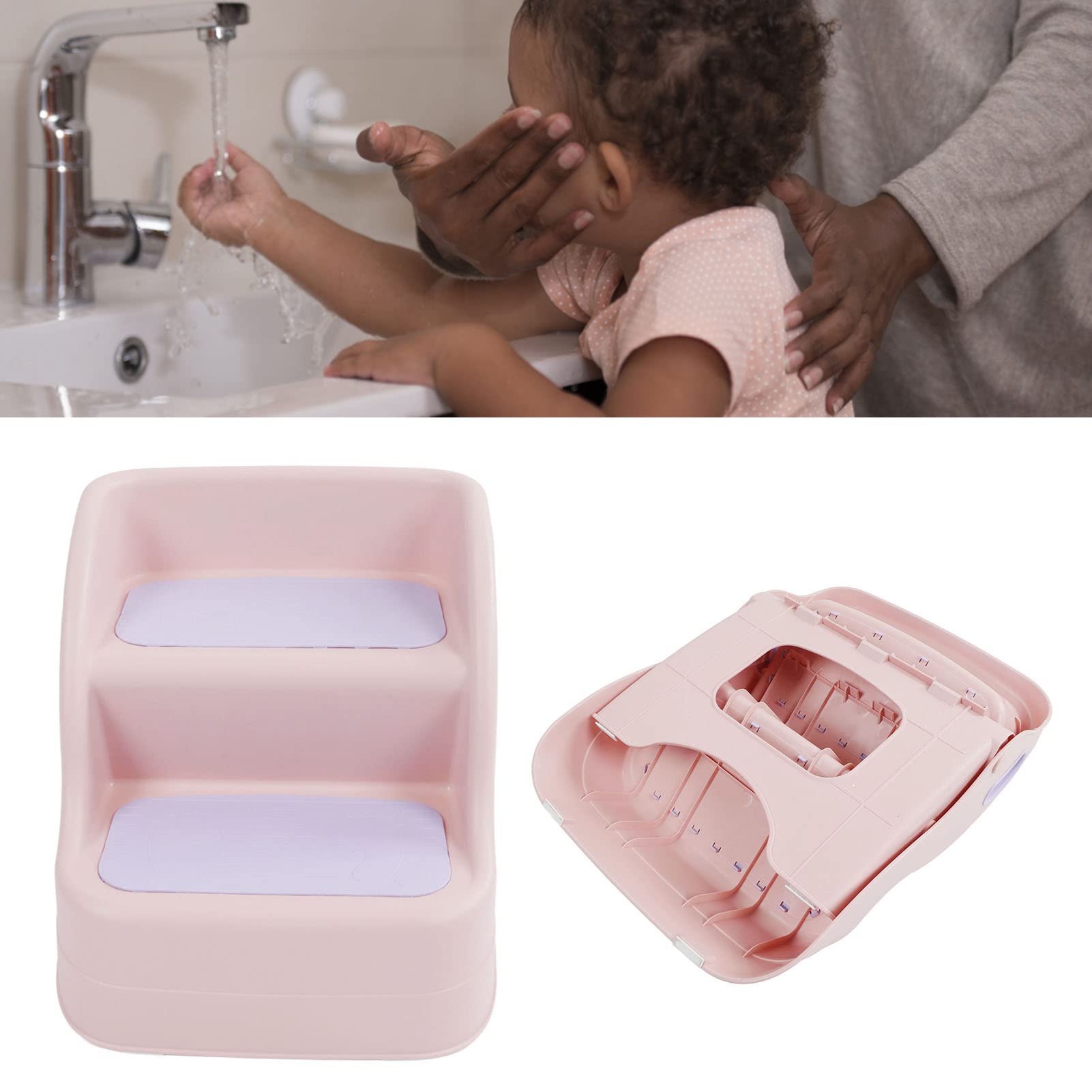 Sgabello a 2 Gradini, Sgabello da Bagno Antiscivolo per Bambini (Rosa porpora)