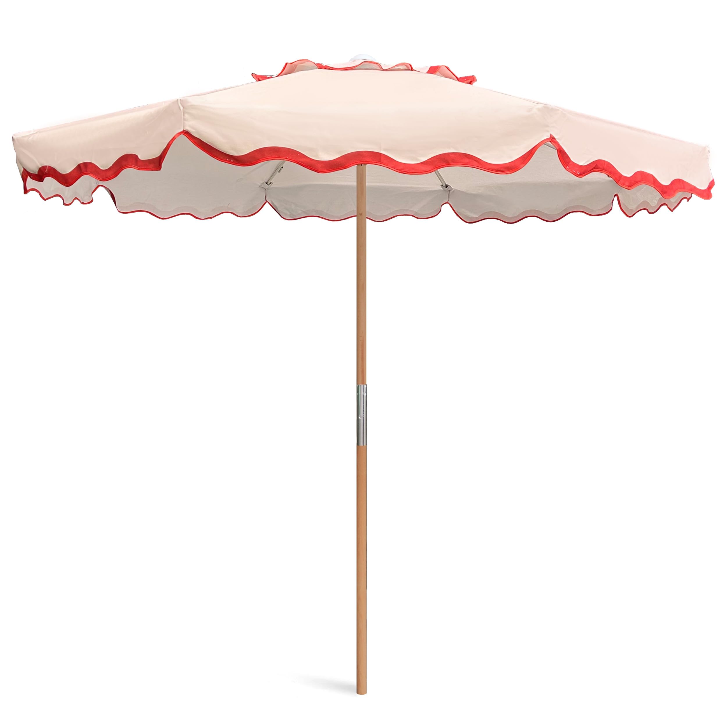 AMMSUN 7.8ft Seashore Umbrella, Outdoor Umbrella, Boho Beach & Patio Umbrella with UV 50+ Air Vent Ash Wood Pole Carry Bag & Water-Resistant Canvas
