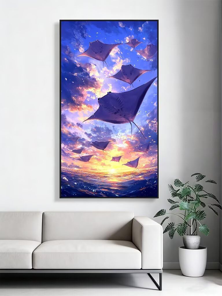 Diamond Painting Set Meer Diamond painting Groß Fisch Kreativ Set für Erwachsene, 5D DIY Voller Round Diamant Art Mosaikherstellung Tickerei Art für Wand Deko, Geschsenk für Frau 60x120cm U-P162