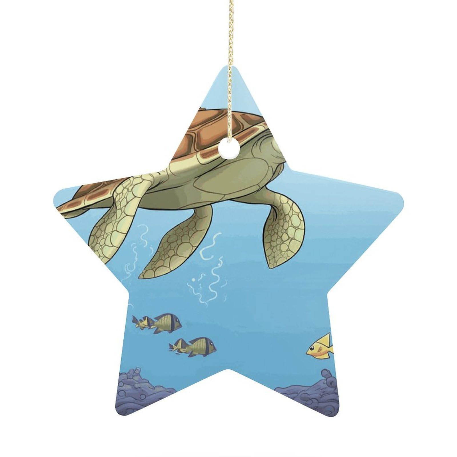 Fodpand Women's Style Finding Sea Turtles Ornament With String, Keepsake Hanging Decorations,Ceramic Ornaments For Men Indoor Home Holiday Party Gifts