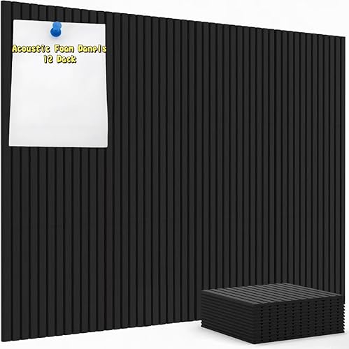 Miniatura 11 de Paquete de 8 paneles acústicos de alta densidad, paneles de pared insonorizados autoadhesivos, paneles de espuma acústica a prueba de sonido,