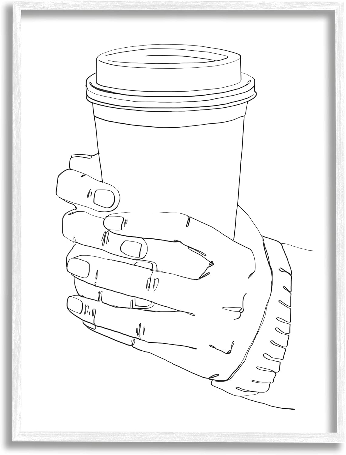 Stupell Industries Firm Hands on Coffee Cup Minimal Line Drawing
