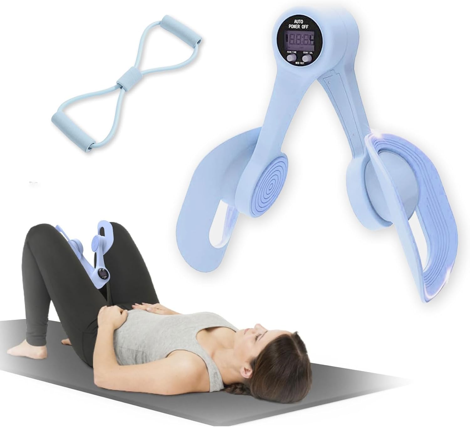 Thigh Trainer,LED Exercise Counter, 360°Adjustable Pelvic Floor Muscle Trainer for Women - Inner Thigh Exerciser , Home/Office/Outdoors Fitness Equipment for Hip, Leg, Arm