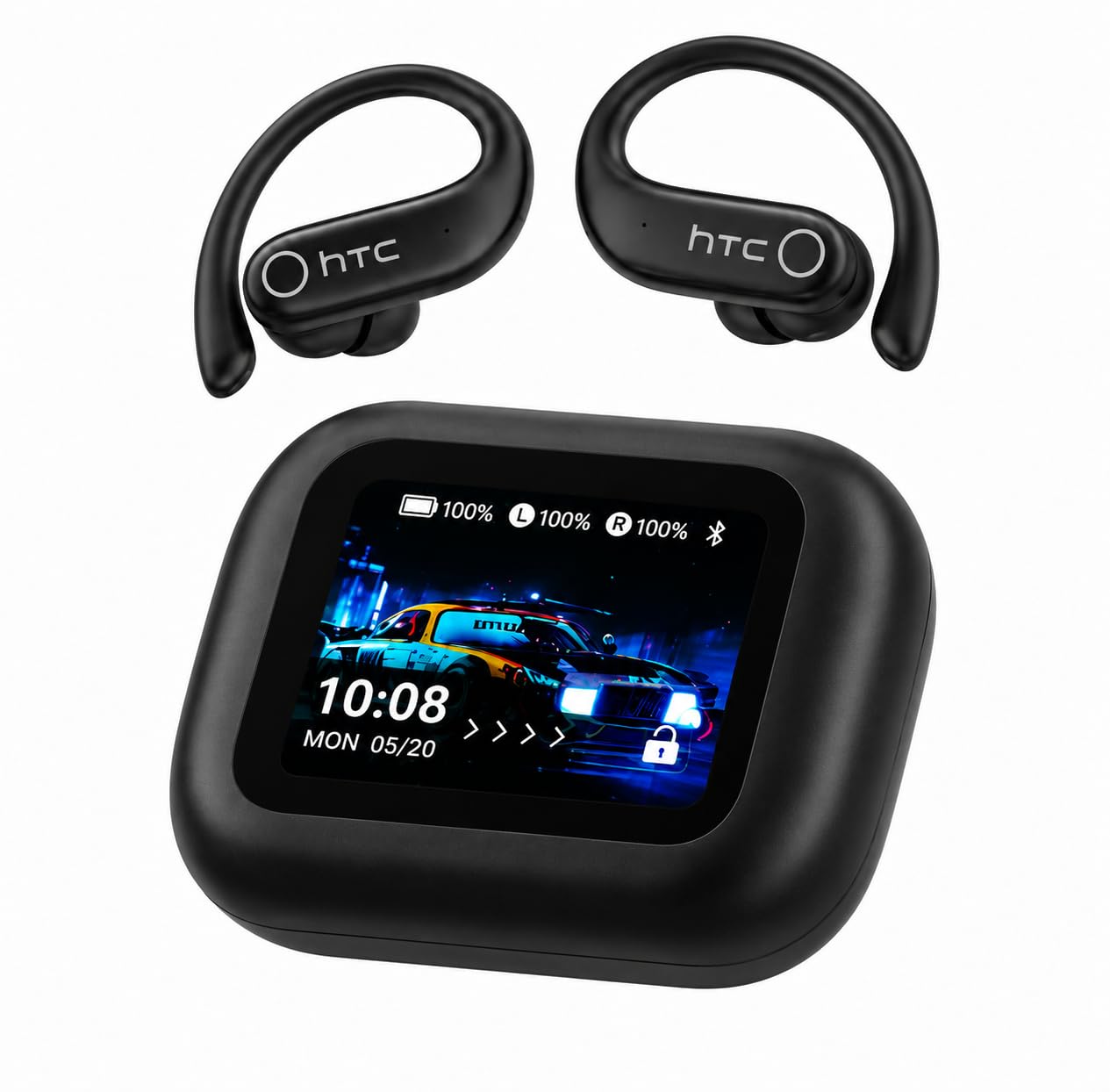 HTC Auricolari wireless NE61 con custodia touchscreen, Bluetooth 6.0, nero