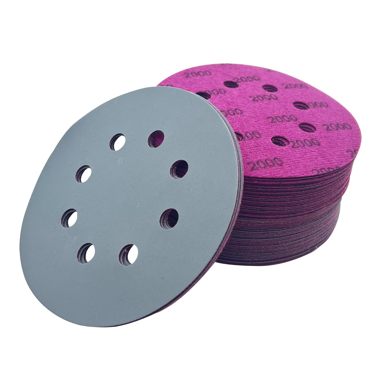 Autkerige 5 Inch 2000 Grit Sanding Discs 70pcs Hook and Loop 8 Holes Wet Dry Sandpaper,Premium Silicon Carbide Abrasive for Automotive, Woodworking,