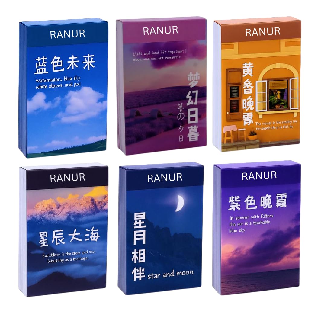RANUR's Enchanting 6 Set Washi Stickers Book Life with Vintage Stickers for Scrapbook Aesthetics, Perfect for Journaling and Cloud -Themed 300 Sheets (50 Pieces, 6)