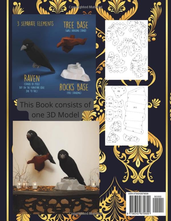 3D Paper Model Craft Book a Raven.: A cut, fold, and glue paper model activity book. Build a low-poly Raven Bird model. For Adults, Teens, Kids.Do you ... yourself as a gift. (3D Models Paper Craft) image 3