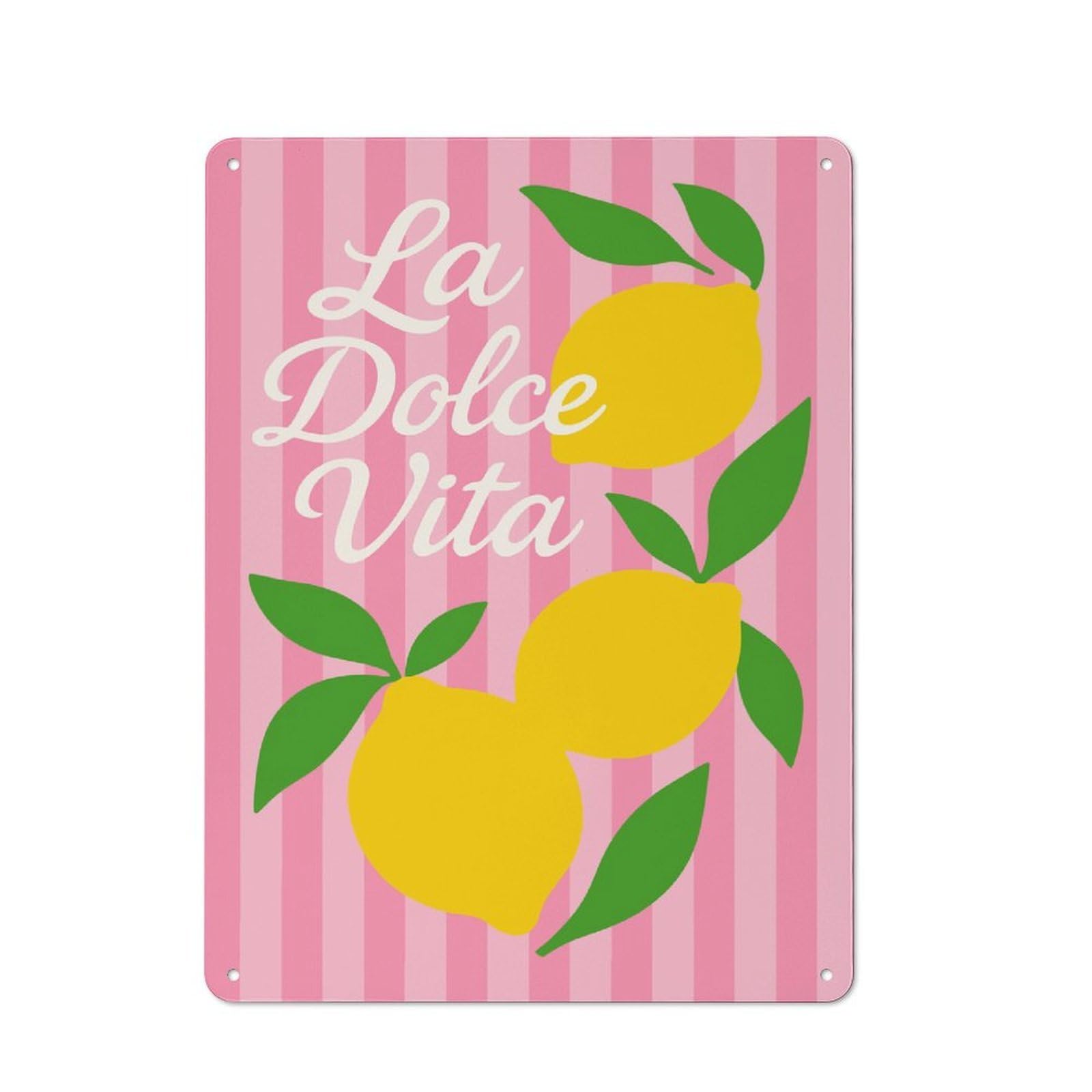Junmoney Style-12 Urban La Dolce Vita Lemon Illustration Decorative Metal Plaque 40X30cm, Urban Room Decor For Flat, Bar, Studio Or Gallery Wall